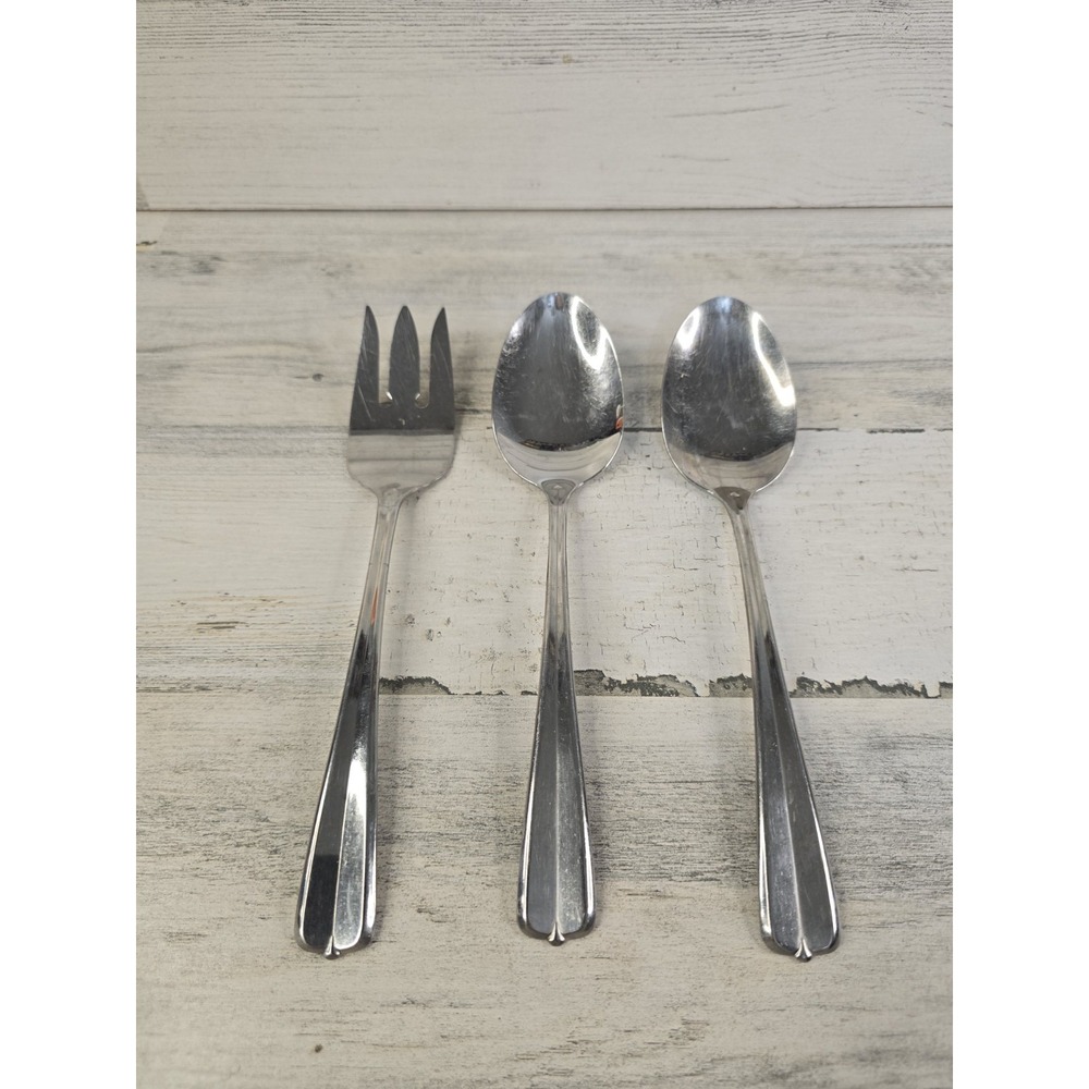 Oneida USA Chateau Stainless Flatware 3pc Set Cold Meat Fork 2 Oval Soup Spoons